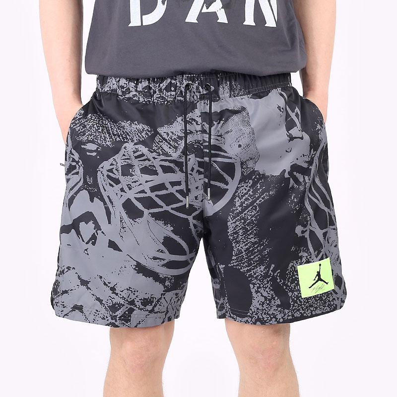 мужские черные шорты  Jordan Flight Printed Poolside Shorts CZ4749-010 - цена, описание, фото 3